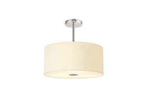Baymont Polished Chrome 5 Light E27 Semi Flush With 40cm x 18cm Faux Silk Shade, Ivory Pearl/White Laminate & Frosted/PC Acrylic Diffuser