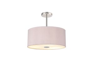 Baymont Polished Chrome 5 Light E27 Semi Flush With 40cm x 18cm Dual Faux Silk Shade, Taupe/Halo Gold & Frosted/PC Acrylic Diffuser