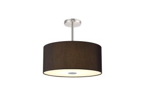 Baymont Polished Chrome 5 Light E27 Semi Flush With 40cm x 18cm Faux Silk Shade, Black/White Laminate & Frosted/PC Acrylic Diffuser