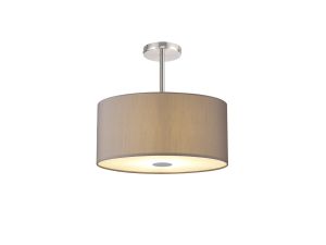 Baymont Polished Chrome 5 Light E27 Semi Flush With 40cm x 18cm Faux Silk Shade, Grey/White Laminate & Frosted/PC Acrylic Diffuser