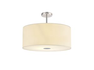Baymont Polished Chrome 5 Light E27 Semi Flush Fixture With 60cm x 22cm Faux Silk Shade Ivory Pearl/White Laminate & Frosted/PC Acrylic Diffuser