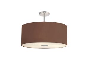 Baymont Polished Chrome 5 Light E27 Semi Flush Fixture With 60cm x 22cm Dual Faux Silk Shade, Cocoa/Grecian Bronze & Frosted/PC Acrylic Diffuser