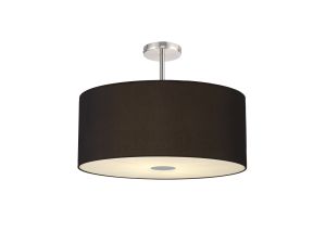 Baymont Polished Chrome 5 Light E27 Semi Flush Fixture With 60cm x 22cm Dual Faux Silk Shade, Black/Green Olive & Frosted/PC Acrylic Diffuser