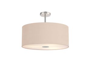 Baymont Polished Chrome 5 Light E27 Semi Flush Fixture With 60cm x 22cm Dual Faux Silk Shade, Antique Gold/Ruby & Frosted/PC Acrylic Diffuser