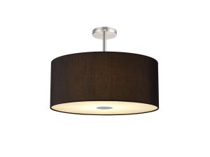 Baymont Polished Chrome 5 Light E27 Semi Flush Fixture With 60cm x 22cm Faux Silk Shade, Black/White Laminate & Frosted/PC Acrylic Diffuser