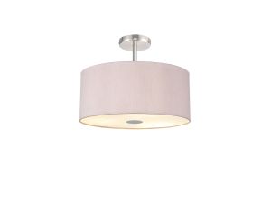 Baymont Polished Chrome 5 Light E27 Drop Flush With 40cm x 18cm Dual Faux Silk Shade, Taupe/Halo Gold & Frosted/PC Acrylic Diffuser