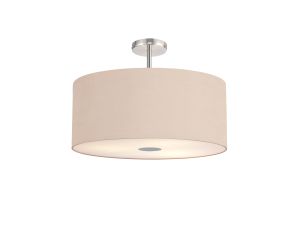 Baymont Polished Chrome 5 Light E27 Drop Flush With 60cm x 22cm Dual Faux Silk Shade, Antique Gold/Ruby & Frosted/PC Acrylic Diffuser