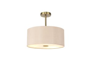 Baymont Antique Brass 5 Light E27 Semi Flush With 40cm x 18cm Dual Faux Silk Shade, Antique Gold/Ruby & Frosted/AB Acrylic Diffuser