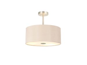 Baymont Satin Nickel 5 Light E27 Semi Flush With 40cm Dual Faux Silk Shade, Antique Gold/Ruby & Frosted/SN Acrylic Diffuser