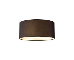Baymont White 3 Light E27 Universal Flush Ceiling Fixture With 40cm x 18cm Faux Silk Shade, Black/White Laminate & Frosted Acrylic Diffuser