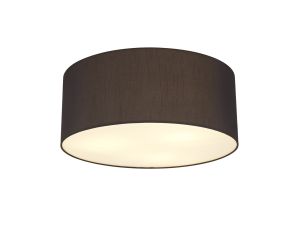 Baymont White 3 Light E27 Universal Flush Ceiling Fixture With 50cm x 20cm Faux Silk Shade, Black/White Laminate & Frosted Acrylic Diffuser
