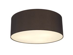 Baymont White 3 Light E27 Universal Flush Ceiling Fixture With 60cm x 22cm Faux Silk Shade, Black/White Laminate & Frosted Acrylic Diffuser