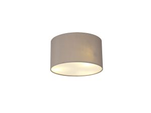 Baymont White 3 Light E27 Flush With 30cm x 17cm Faux Silk Shade, Grey/White Laminate & Frosted Acrylic Diffuser
