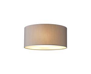 Baymont White 3 Light E27 Universal Flush Ceiling Fixture With 40cm x 18cm Faux Silk Shade, Grey/White Laminate & Frosted Acrylic Diffuser