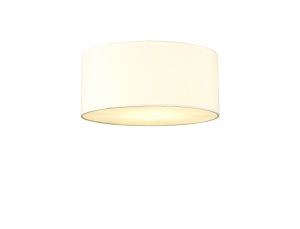 Baymont White 3 Light E27 Universal Flush Ceiling Fixture With 40cm x 18cm Faux Silk Shade, Ivory Pearl/White Laminate & Frosted Acrylic Diffuser