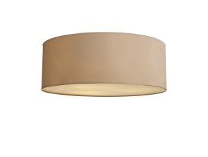 Baymont White 3 Light E27 Universal Flush Ceiling Fixture With 60cm x 22cm Dual Faux Silk Shade, Nude Beige/Moonlight & Frosted Acrylic Diffuser