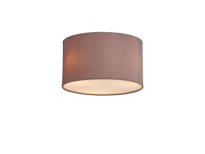 Baymont White 3 Light E27 Flush With 30cm x 17cm Dual Faux Silk Shade, Taupe/Halo Gold & Frosted Acrylic Diffuser