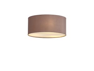 Baymont White 3 Light E27 Universal Flush Ceiling Fixture With 40cm x 18cm Dual Faux Silk Shade, Taupe/Halo Gold & Frosted Acrylic Diffuser