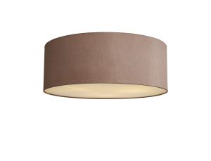 Baymont White 3 Light E27 Universal Flush Ceiling Fixture With 60cm x 22cm Dual Faux Silk Shade, Taupe/Halo Gold & Frosted Acrylic Diffuser
