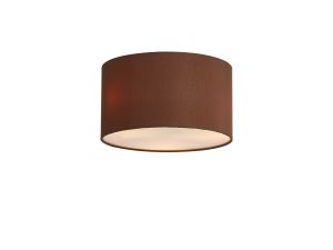 Baymont White 3 Light E27 Flush With 30cm x 17cm Dual Faux Silk Shade Raw Cocoa/Grecian Bronze & Frosted Acrylic Diffuser