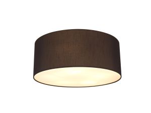 Baymont White 5 Light E27 Universal Flush Ceiling Fixture With 50cm x 20cm Faux Silk Shade, Black/White Laminate & Frosted Acrylic Diffuser