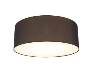 Baymont White 5 Light E27 Universal Flush Ceiling Fixture With 60cm x 22cm Faux Silk Shade, Black/White Laminate & Frosted Acrylic Diffuser