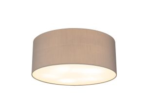 Baymont White 5 Light E27 Universal Flush Ceiling Fixture With 50cm x 20cm Faux Silk Shade, Grey/White Laminate & Frosted Acrylic Diffuser