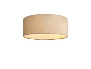 Baymont White 5 Light E27 Universal Flush Ceiling Fixture With 50cm x 20cm Dual Faux Silk Shade, Nude Beige/Moonlight & Frosted Acrylic Diffuser