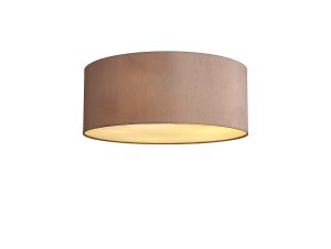 Baymont White 5 Light E27 Universal Flush Ceiling Fixture With 50cm x 20cm Dual Faux Silk Shade, Taupe/Halo Gold & Frosted Acrylic Diffuser