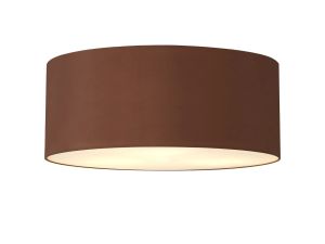 Baymont White 5 Light E27 Universal Flush Ceiling Fixture With 60cm x 22cm Dual Faux Silk Shade, Raw Cocoa/Grecian Bronze & Frosted Acrylic Diffuser