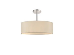 Baymont Polished Chrome 5 Light E27 Semi Flush Fixture, With 45cm x 15cm Faux Silk Shade, Ivory Pearl/White Laminate