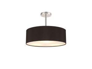 Baymont Polished Chrome 5 Light E27 Semi Flush Fixture, With 45cm x 15cm Faux Silk Shade, Black