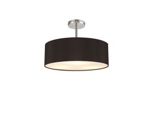 Baymont Polished Chrome 5 Light E27 Drop Flush, With 45cm x 15cm Faux Silk Shade, Black