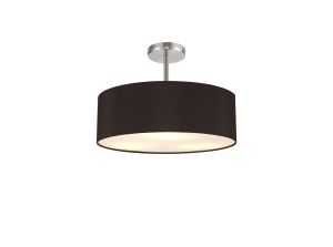 Baymont Polished Chrome 5 Light E27 Drop Flush, With 45cm x 15cm Faux Silk Shade, Black