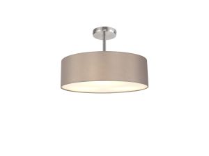 Baymont Polished Chrome 5 Light E27 Drop Flush, With 45cm x 15cm Faux Silk Shade, Grey