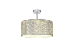 Baymont Polished Chrome 1 Light E27 Semi Flush Fixture With 40cm x 18cm Silver Leaf Shade