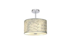 Baymont Polished Chrome 1 Light E27 Semi Flush Fixture With 30cm x 17cm Silver Leaf Shade With Frosted/PC Acrylic Diffuser