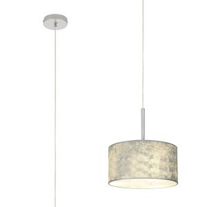 Baymont Polished Chrome 1 Light E27  Single Pendant With 30cm x 17cm Silver Leaf Shade