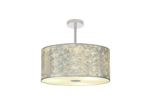 Baymont Polished Chrome 3 Light E27 Semi Flush Fixture With 50cm x 20cm Silver Leaf Shade With Frosted/PC Acrylic Diffuser