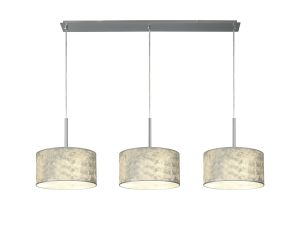 Baymont Polished Chrome 3 Light E27 Linear Pendant With 30cm x 17cm Silver Leaf Shade 3m