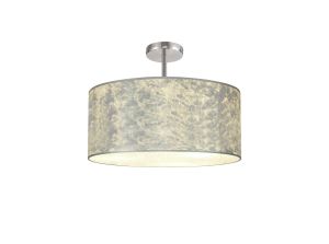 Baymont 50cm Polished Chrome 5 Light E27 Drop Flush With 50cm x 20cm Silver Leaf Shade