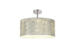 Baymont Polished Chrome 5 Light E27 Drop Flush With 50cm x 20cm Silver Leaf Shade