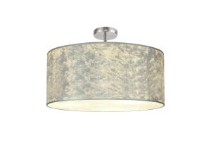 Baymont Polished Chrome 5 Light E27 Drop Flush With 60cm x 22cm Silver Leaf Shade