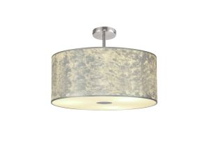 Baymont Polished Chrome 5 Light E27 Drop Flush With 60cm x 22cm Silver Leaf Shade With Frosted/PC Acrylic Diffuser