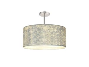 Baymont 40cm Polished Chrome 5 Light E27 Semi Flush Fixture With 50cm x 20cm Silver Leaf Shade