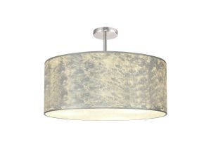 Baymont Polished Chrome 5 Light E27 Semi Flush Fixture With 60cm x 22cm Silver Leaf Shade