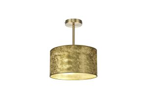 Baymont Antique Brass 1 Light E27 Semi Flush Fixture With 30cm x 17cm Gold Leaf Shade