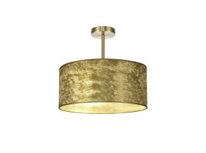 Baymont Antique Brass 1 Light E27 Semi Flush Fixture With 40cm x 18cm Gold Leaf Shade