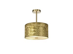 Baymont Antique Brass 1 Light E27 Semi Flush Fixture With 30cm x 17cm Gold Leaf Shade With Frosted/AB Acrylic Diffuser