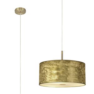 Baymont Antique Brass 1 Light E27  Single Pendant With 40cm x 18cm Gold Leaf Shade With Frosted/AB Acrylic Diffuser